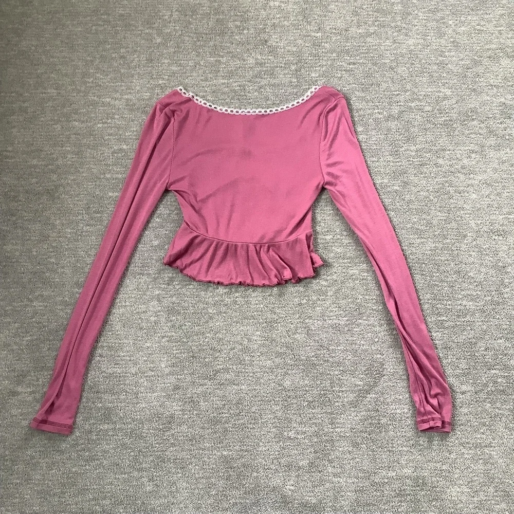 Urban Outfitters Out From Under Mauve Coquette Crop Top with Lace Trim Sz. S